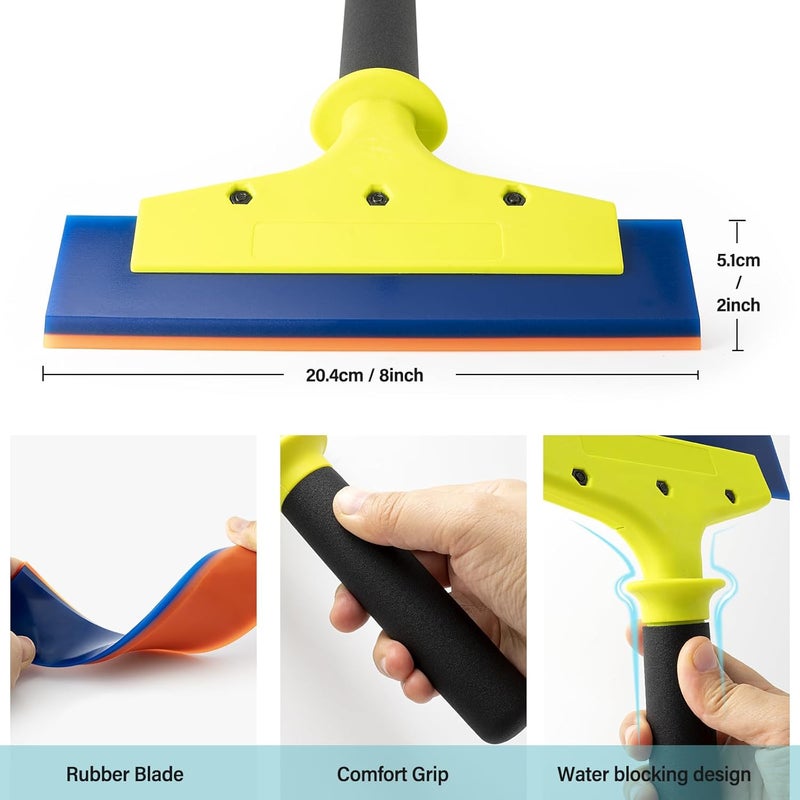 Gomake Vinyl Wrap Kit 8 inch Rubber Squeegee Bulldozer Tint Tool Long Handle Car Windshield Front Back Rear Window Tint Squeegee for Auto Glass Film Installation,Car Wrapping - Image 2